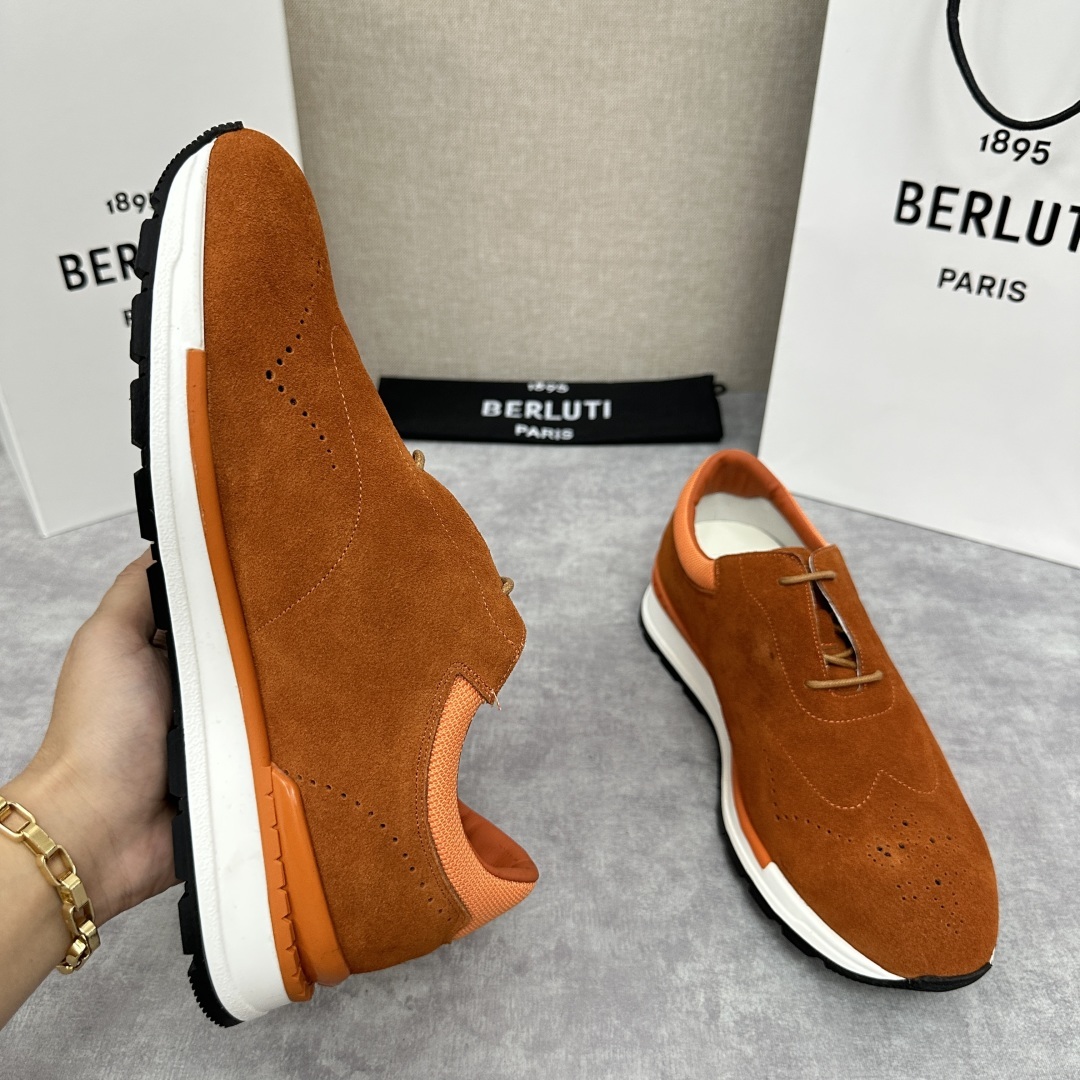 💋💍Berlut* 布鲁提 升级版第四代私模大底 Fast Track皮革运动鞋 官方 15,800
