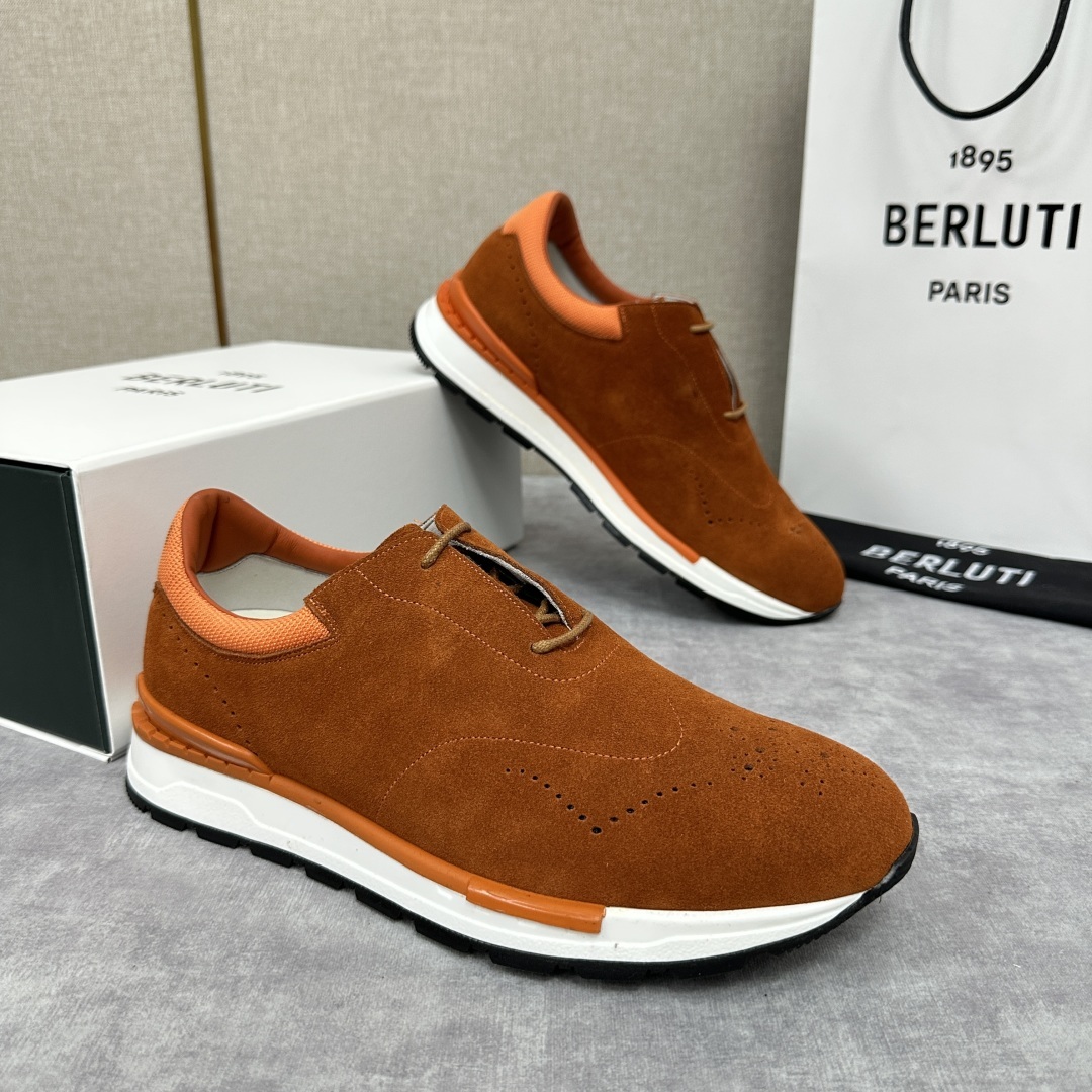💋💍Berlut* 布鲁提 升级版第四代私模大底 Fast Track皮革运动鞋 官方 15,800
