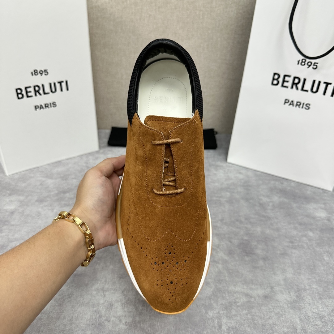 💋💍Berlut* 布鲁提 升级版第四代私模大底 Fast Track皮革运动鞋 官方 15,800