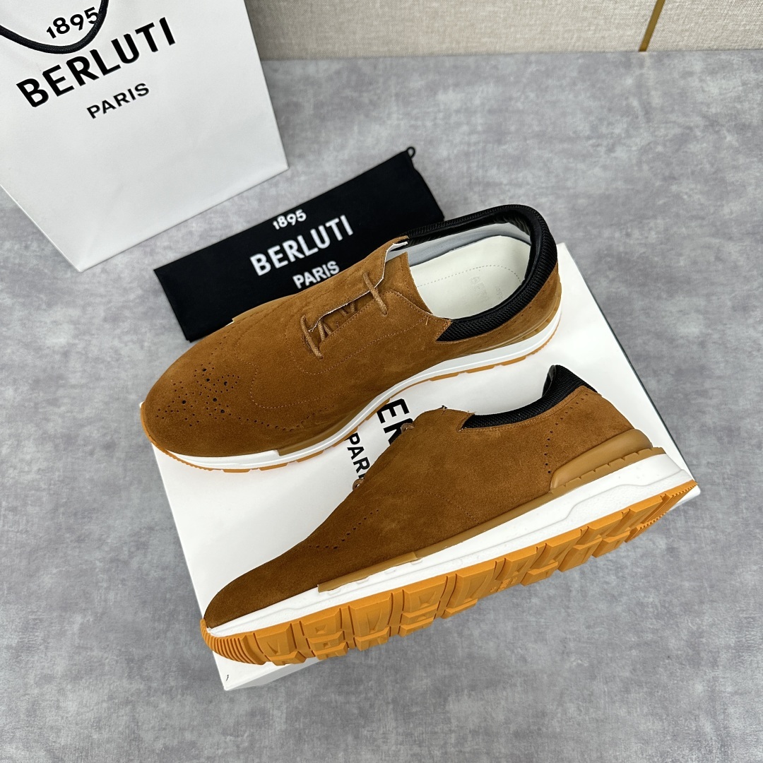 💋💍Berlut* 布鲁提 升级版第四代私模大底 Fast Track皮革运动鞋 官方 15,800