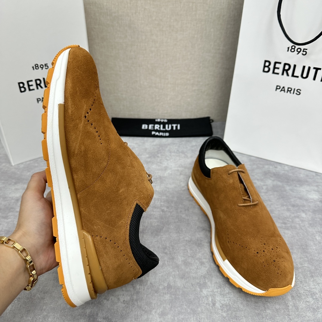 💋💍Berlut* 布鲁提 升级版第四代私模大底 Fast Track皮革运动鞋 官方 15,800
