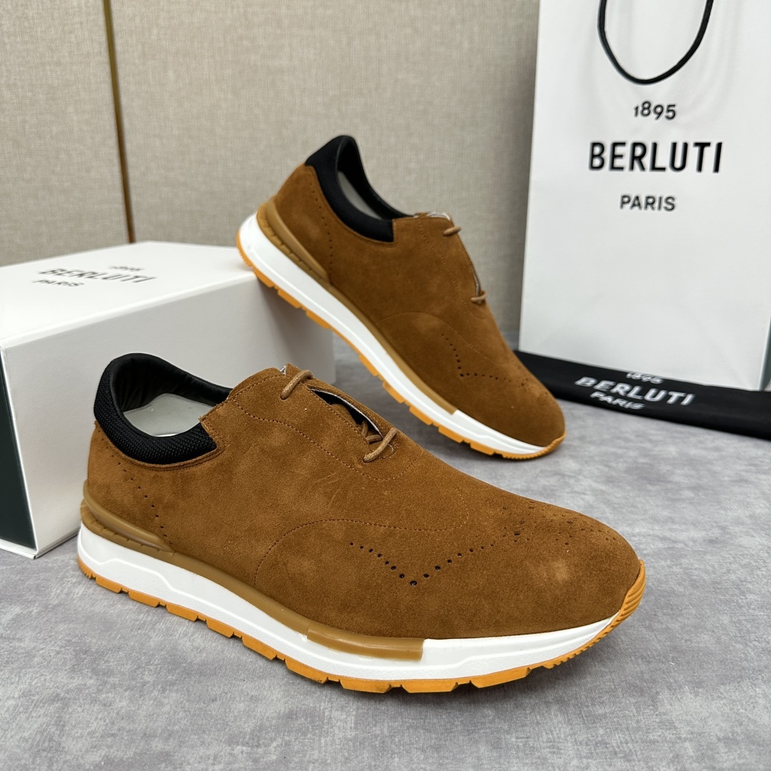 💋💍Berlut* 布鲁提 升级版第四代私模大底 Fast Track皮革运动鞋 官方 15,800