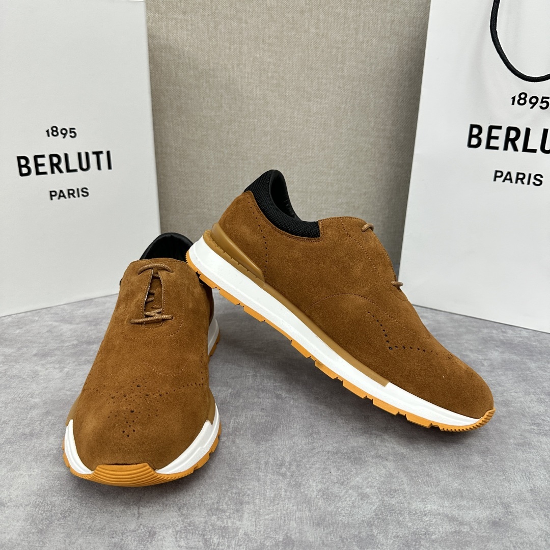 💋💍Berlut* 布鲁提 升级版第四代私模大底 Fast Track皮革运动鞋 官方 15,800