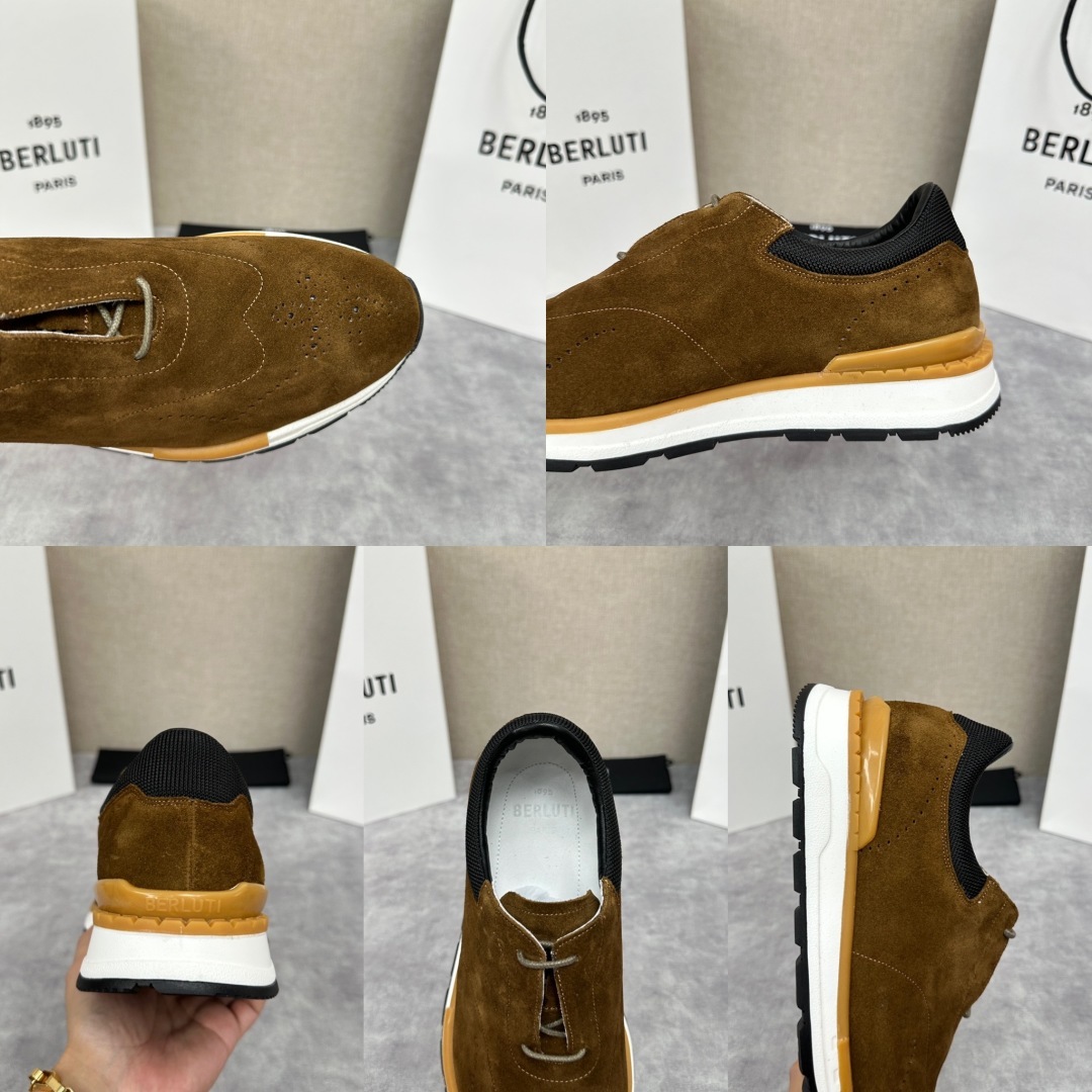 💋💍Berlut* 布鲁提 升级版第四代私模大底 Fast Track皮革运动鞋 官方 15,800