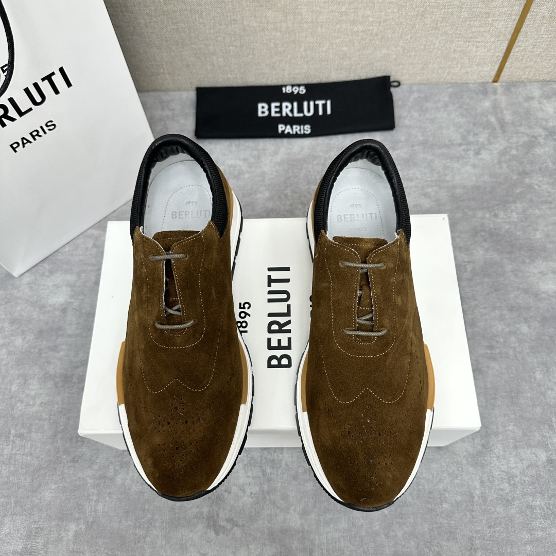 💋💍Berlut* 布鲁提 升级版第四代私模大底 Fast Track皮革运动鞋 官方 15,800