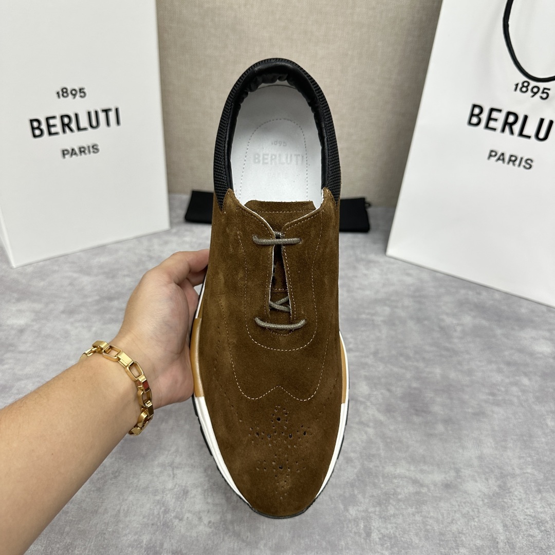 💋💍Berlut* 布鲁提 升级版第四代私模大底 Fast Track皮革运动鞋 官方 15,800