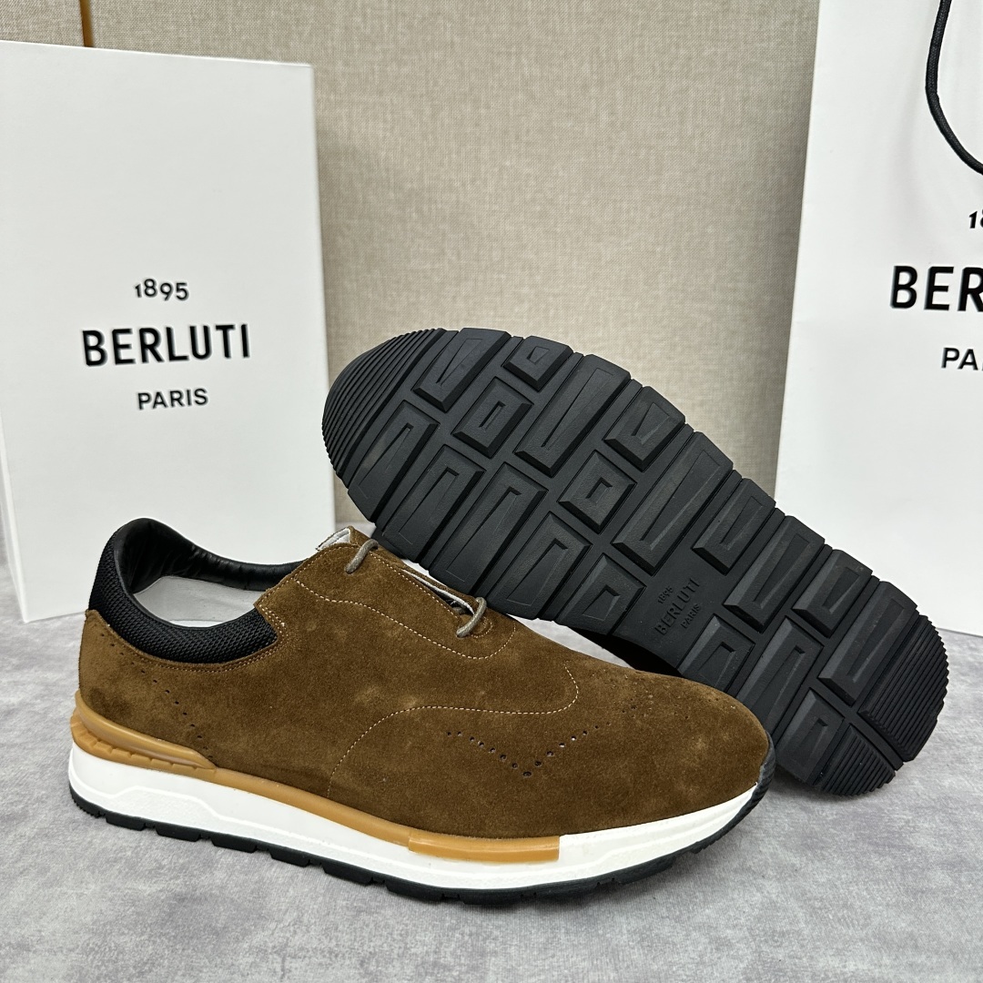 💋💍Berlut* 布鲁提 升级版第四代私模大底 Fast Track皮革运动鞋 官方 15,800