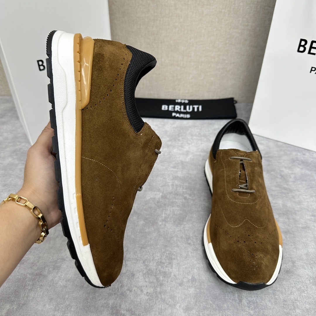 💋💍Berlut* 布鲁提 升级版第四代私模大底 Fast Track皮革运动鞋 官方 15,800