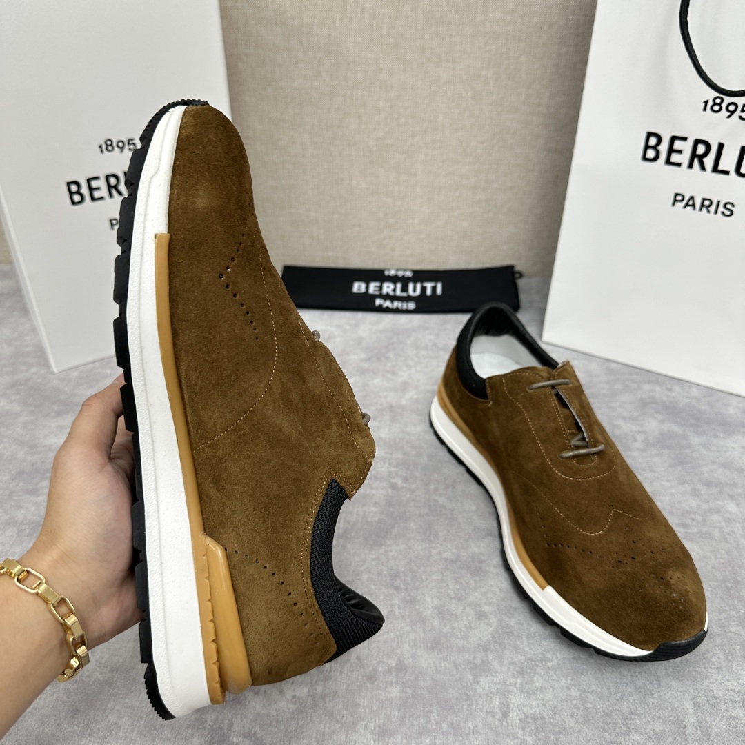 💋💍Berlut* 布鲁提 升级版第四代私模大底 Fast Track皮革运动鞋 官方 15,800