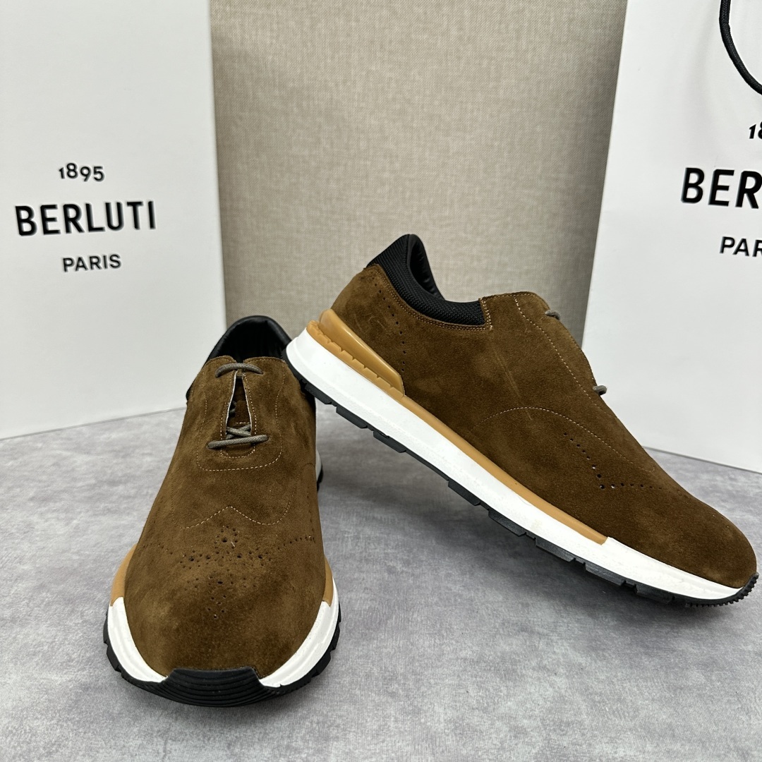 💋💍Berlut* 布鲁提 升级版第四代私模大底 Fast Track皮革运动鞋 官方 15,800