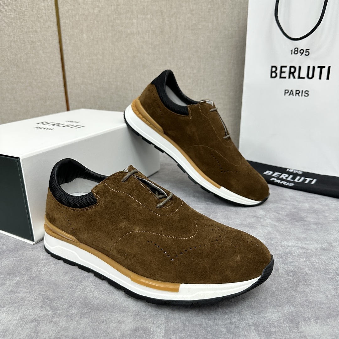 💋💍Berlut* 布鲁提 升级版第四代私模大底 Fast Track皮革运动鞋 官方 15,800