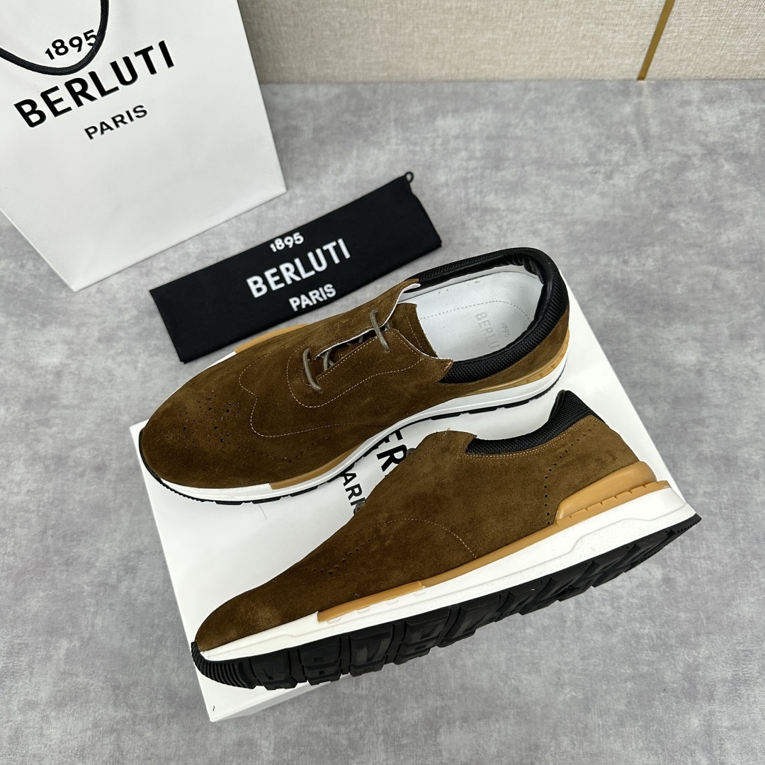 💋💍Berlut* 布鲁提 升级版第四代私模大底 Fast Track皮革运动鞋 官方 15,800