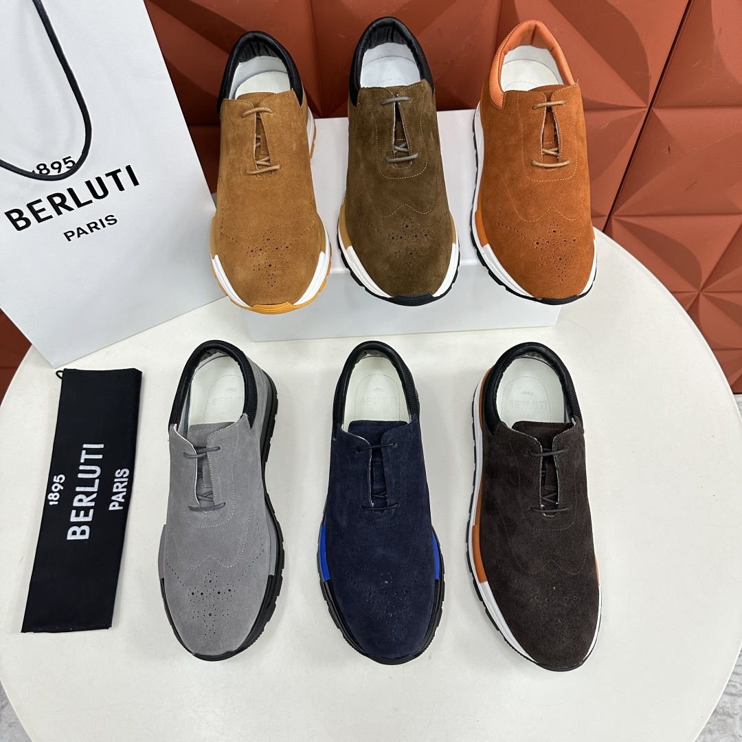 💋💍Berlut* 布鲁提 升级版第四代私模大底 Fast Track皮革运动鞋 官方 15,800