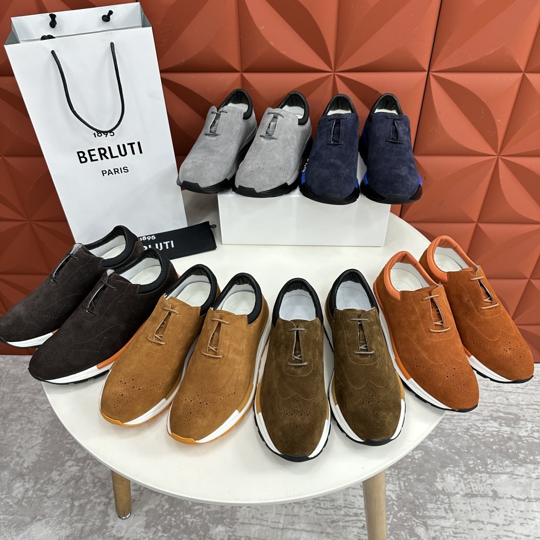 💋💍Berlut* 布鲁提 升级版第四代私模大底 Fast Track皮革运动鞋 官方 15,800