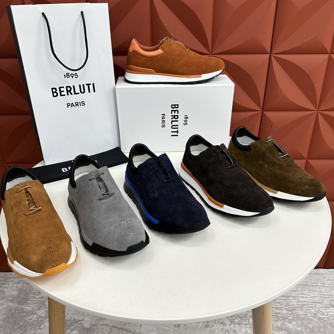 💋💍Berlut* 布鲁提 升级版第四代私模大底 Fast Track皮革运动鞋 官方 15,800