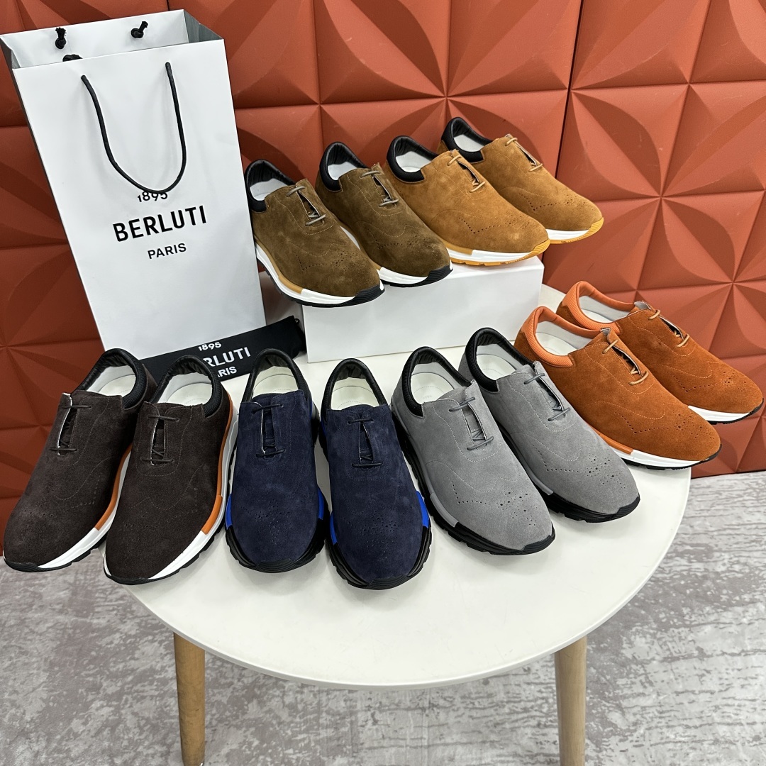 💋💍Berlut* 布鲁提 升级版第四代私模大底 Fast Track皮革运动鞋 官方 15,800
