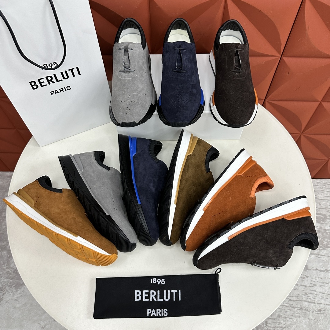 💋💍Berlut* 布鲁提 升级版第四代私模大底 Fast Track皮革运动鞋 官方 15,800