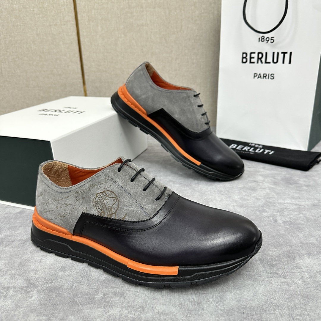 💋💍Berlut* 布鲁提 升级版第四代私模大底 Fast Track皮革运动鞋 官方 11,500