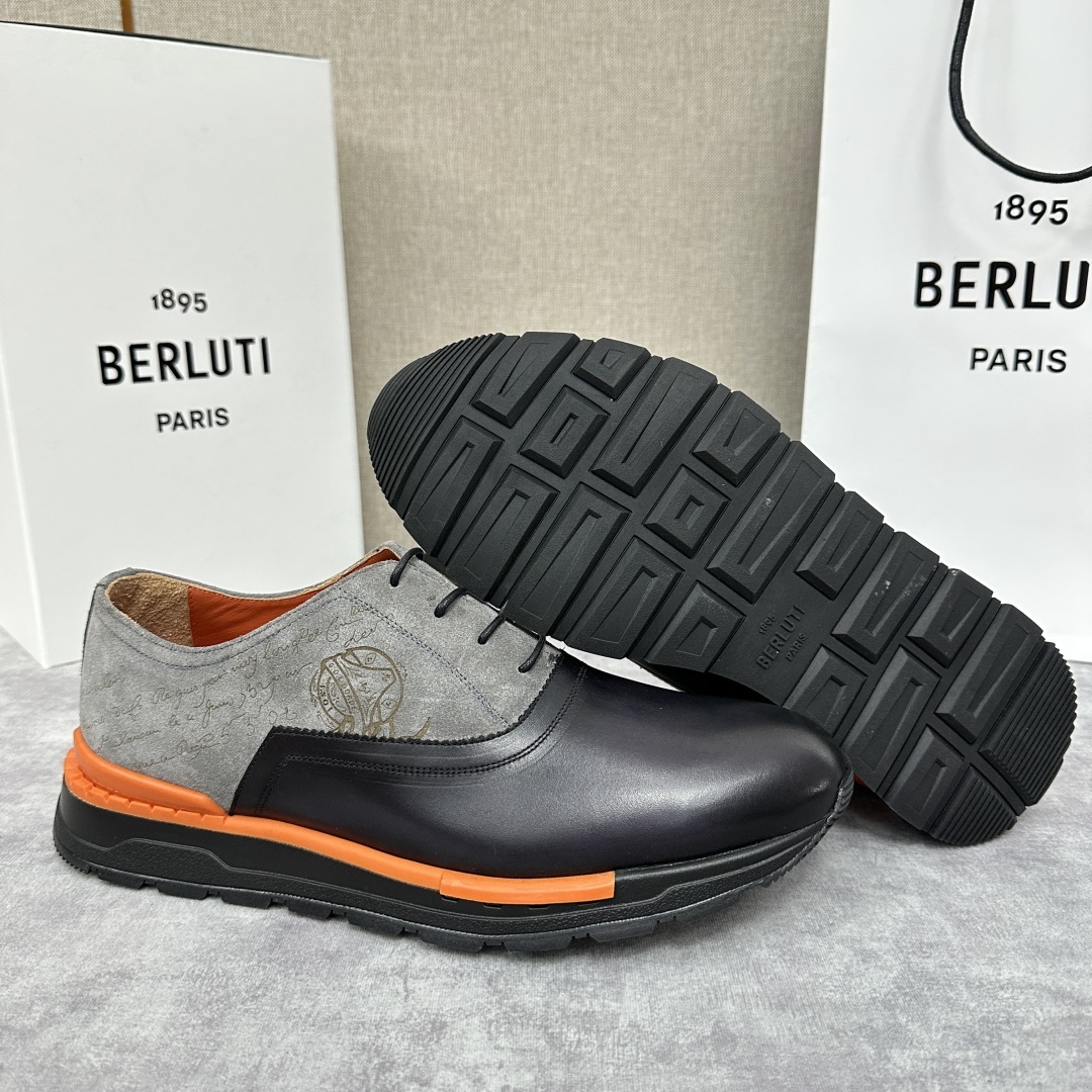 💋💍Berlut* 布鲁提 升级版第四代私模大底 Fast Track皮革运动鞋 官方 11,500