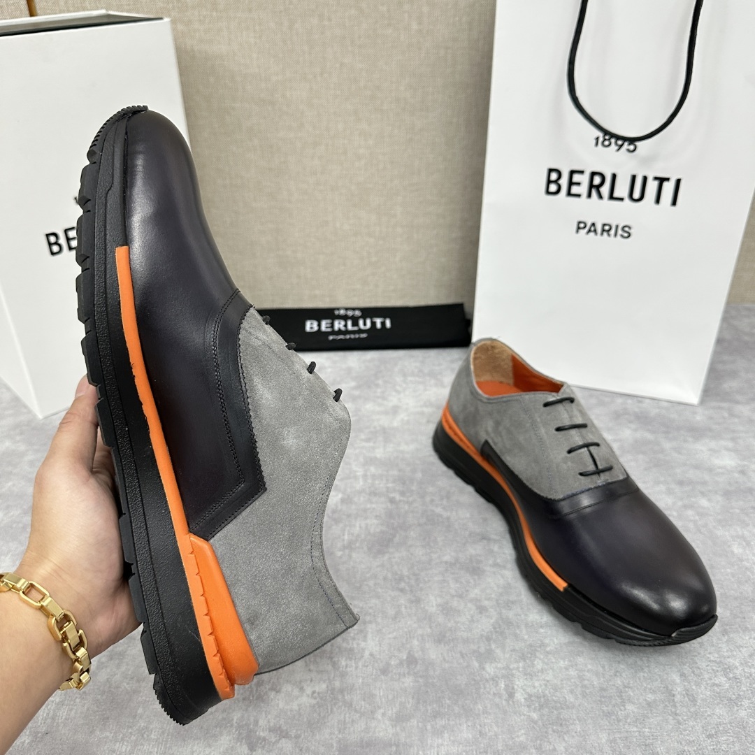 💋💍Berlut* 布鲁提 升级版第四代私模大底 Fast Track皮革运动鞋 官方 11,500