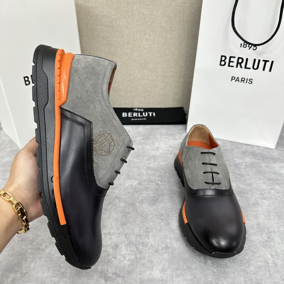 💋💍Berlut* 布鲁提 升级版第四代私模大底 Fast Track皮革运动鞋 官方 11,500