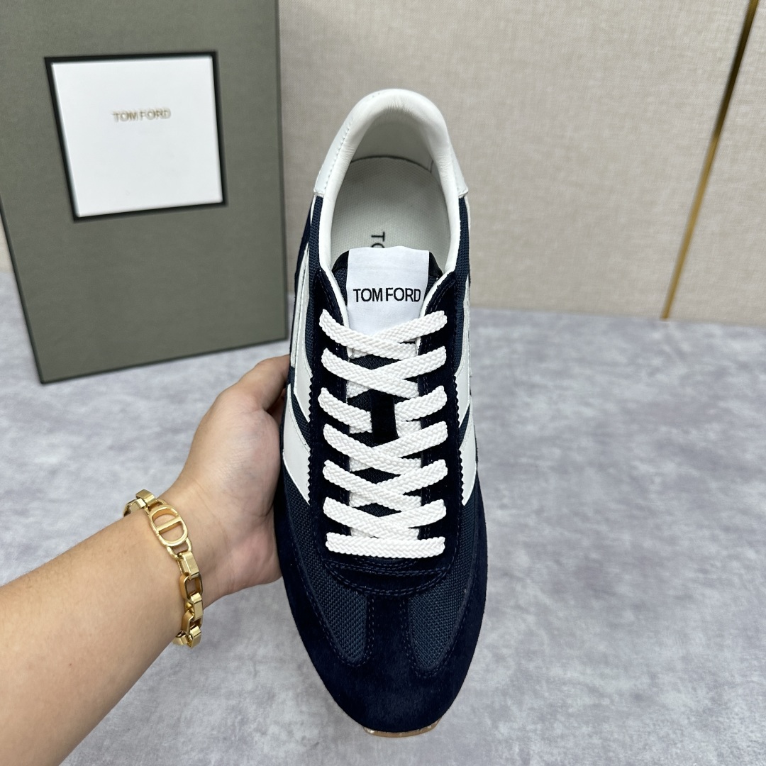 💋💍TF家新品  Tom Fo*d  汤姆-福特  James 反毛牛皮拼接网布面低帮运动鞋 采用多种材