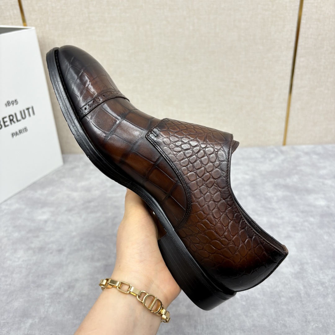 💋 💍 Burlut* 布鲁提 手工擦色牛皮牛津鞋 男 士正装鞋皮鞋👞 此款系带浅口鞋采用进口牛皮/