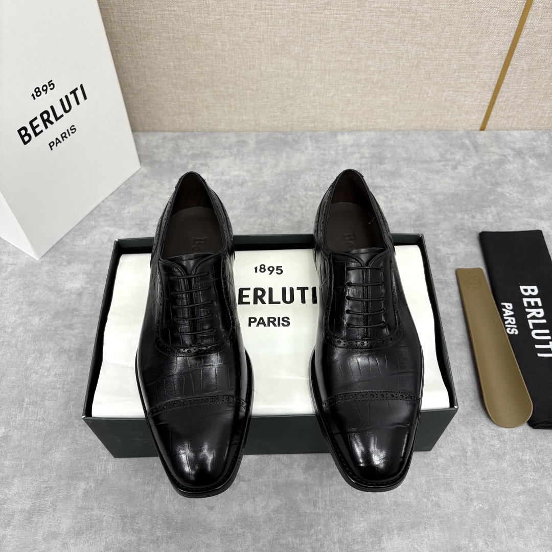 💋 💍 Burlut* 布鲁提 手工擦色牛皮牛津鞋 男 士正装鞋皮鞋👞 此款系带浅口鞋采用进口牛皮/