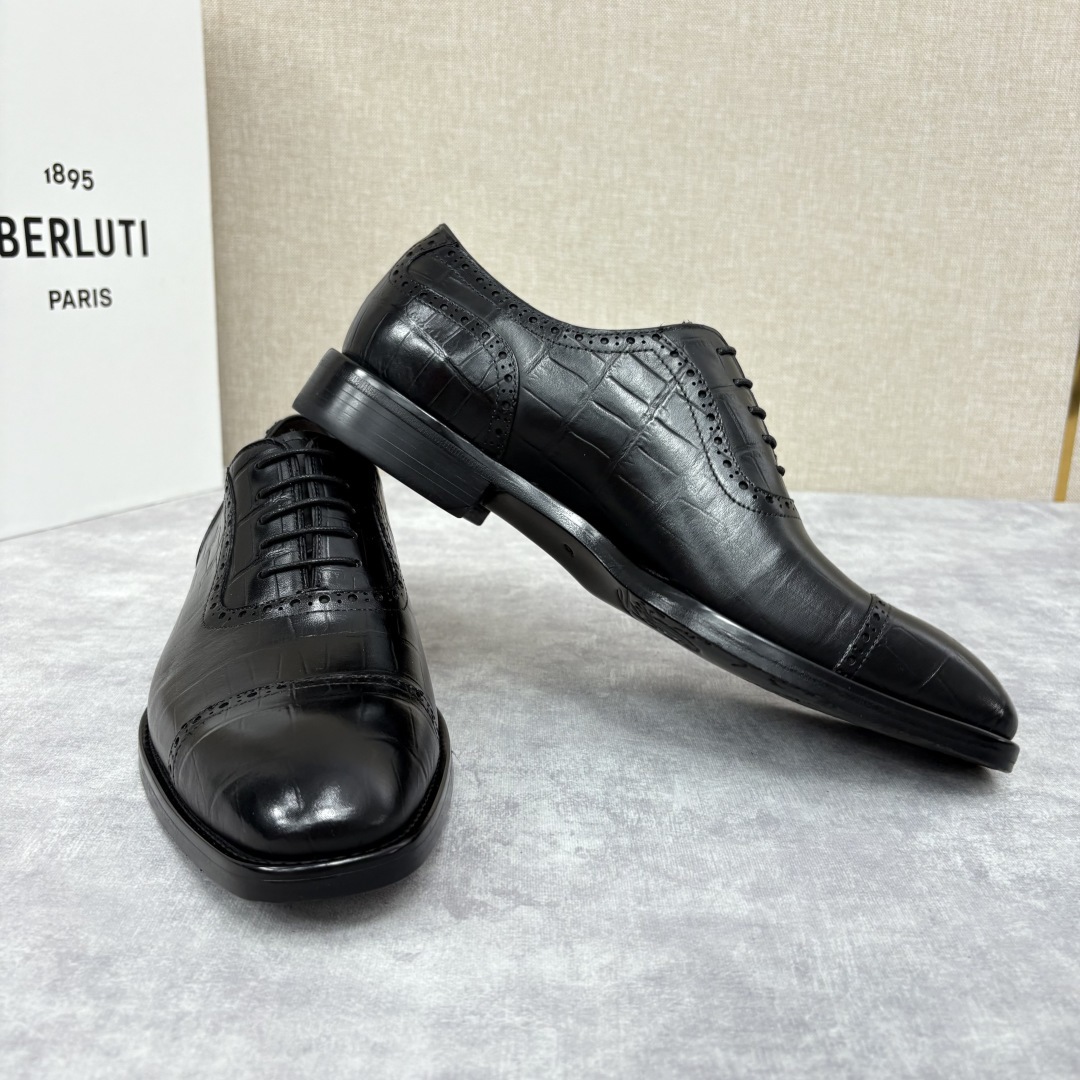 💋 💍 Burlut* 布鲁提 手工擦色牛皮牛津鞋 男 士正装鞋皮鞋👞 此款系带浅口鞋采用进口牛皮/