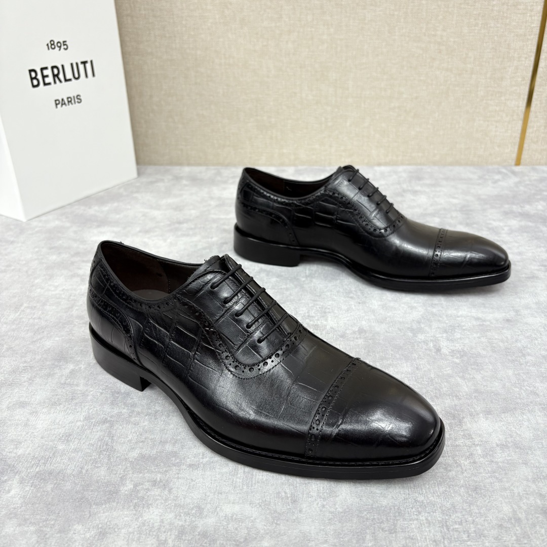 💋 💍 Burlut* 布鲁提 手工擦色牛皮牛津鞋 男 士正装鞋皮鞋👞 此款系带浅口鞋采用进口牛皮/