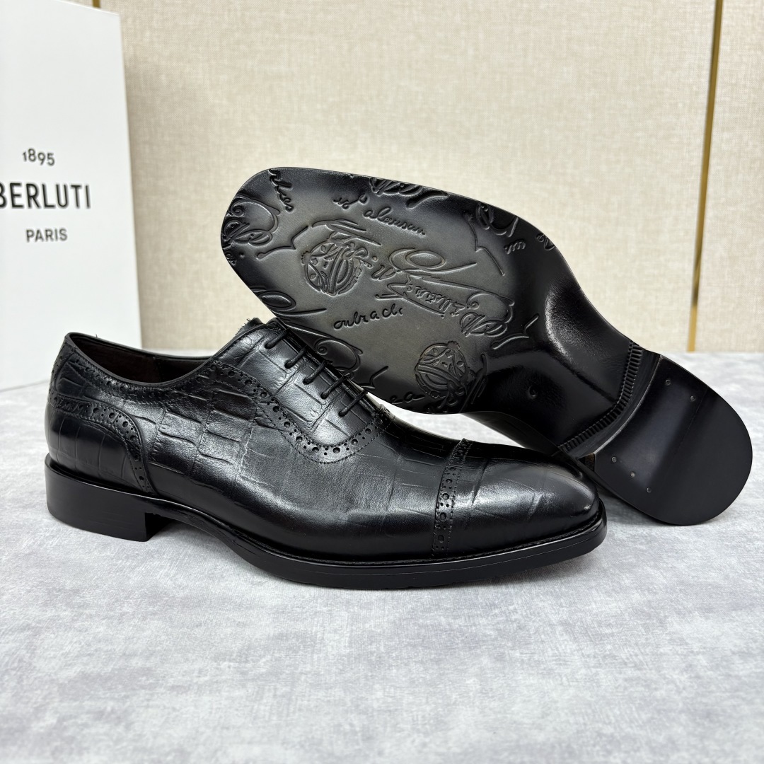 💋 💍 Burlut* 布鲁提 手工擦色牛皮牛津鞋 男 士正装鞋皮鞋👞 此款系带浅口鞋采用进口牛皮/