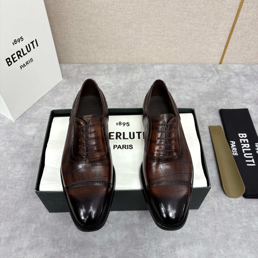 💋 💍 Burlut* 布鲁提 手工擦色牛皮牛津鞋 男 士正装鞋皮鞋👞 此款系带浅口鞋采用进口牛皮/