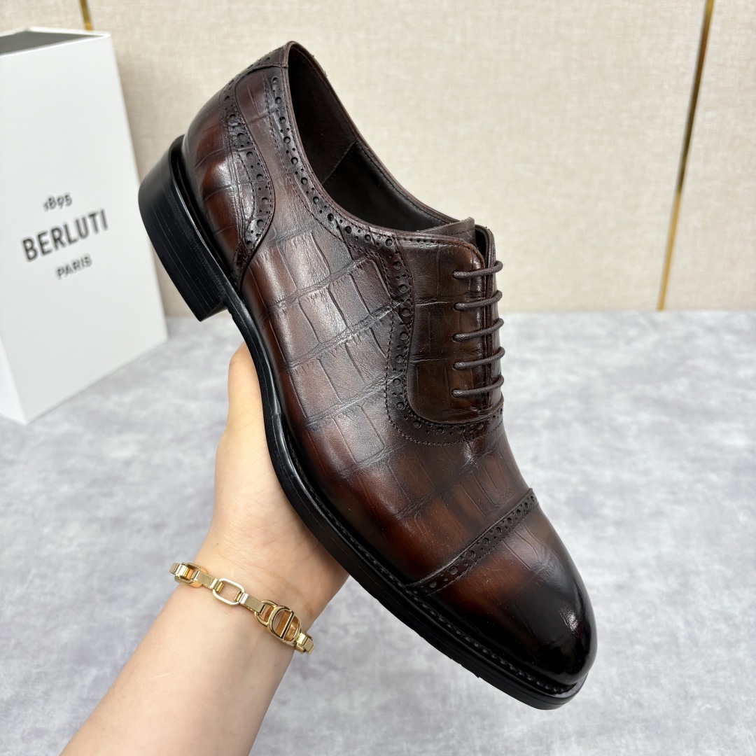 💋 💍 Burlut* 布鲁提 手工擦色牛皮牛津鞋 男 士正装鞋皮鞋👞 此款系带浅口鞋采用进口牛皮/