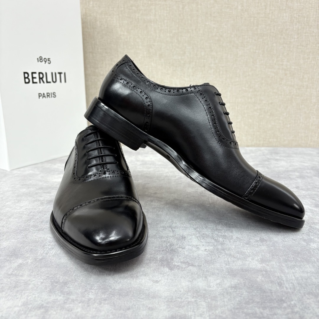 💋 💍 Burlut* 布鲁提 手工擦色牛皮牛津鞋 男 士正装鞋皮鞋👞 此款系带浅口鞋采用进口牛皮/