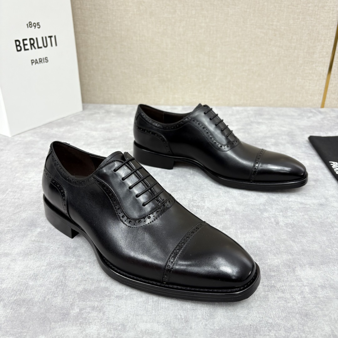 💋 💍 Burlut* 布鲁提 手工擦色牛皮牛津鞋 男 士正装鞋皮鞋👞 此款系带浅口鞋采用进口牛皮/