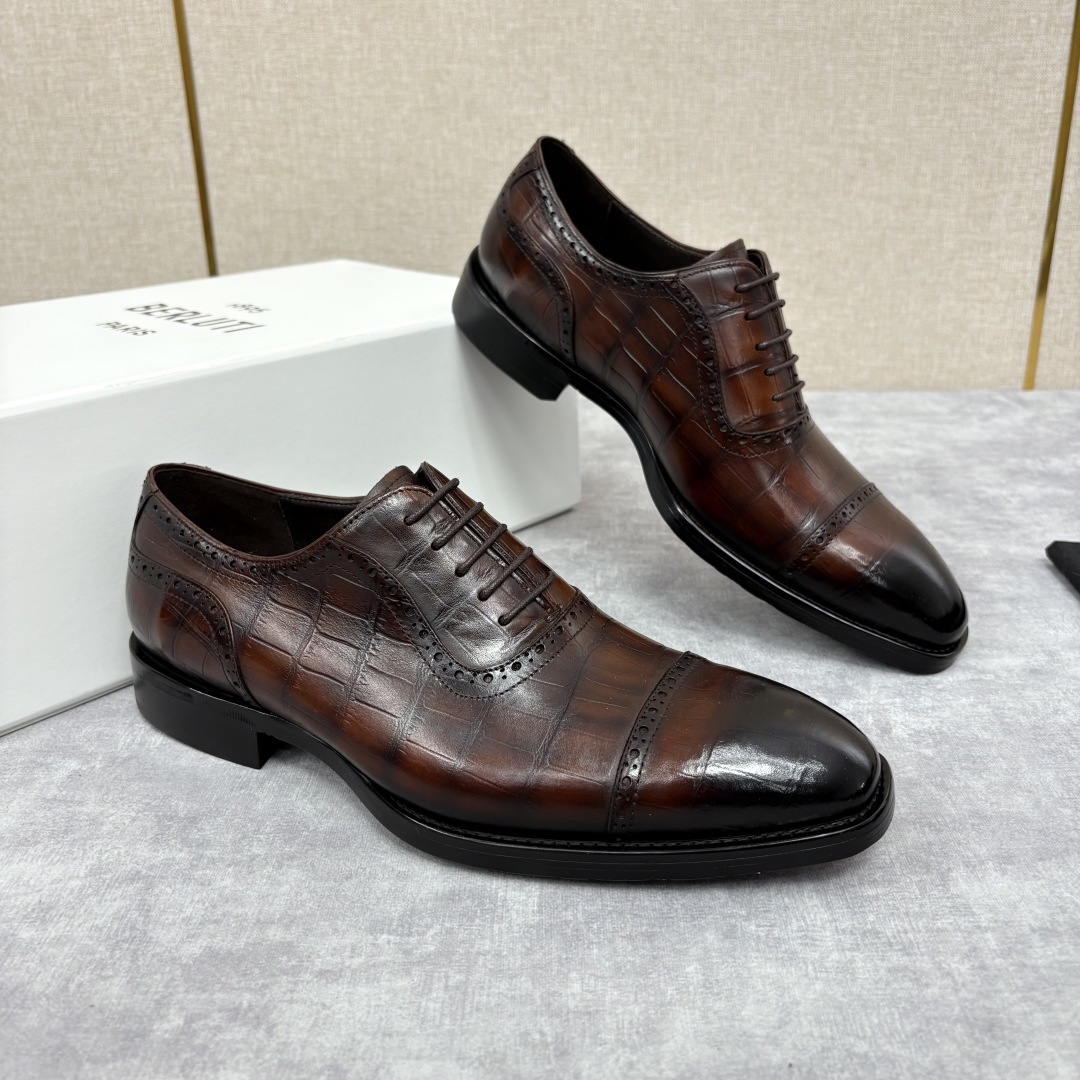 💋 💍 Burlut* 布鲁提 手工擦色牛皮牛津鞋 男 士正装鞋皮鞋👞 此款系带浅口鞋采用进口牛皮/