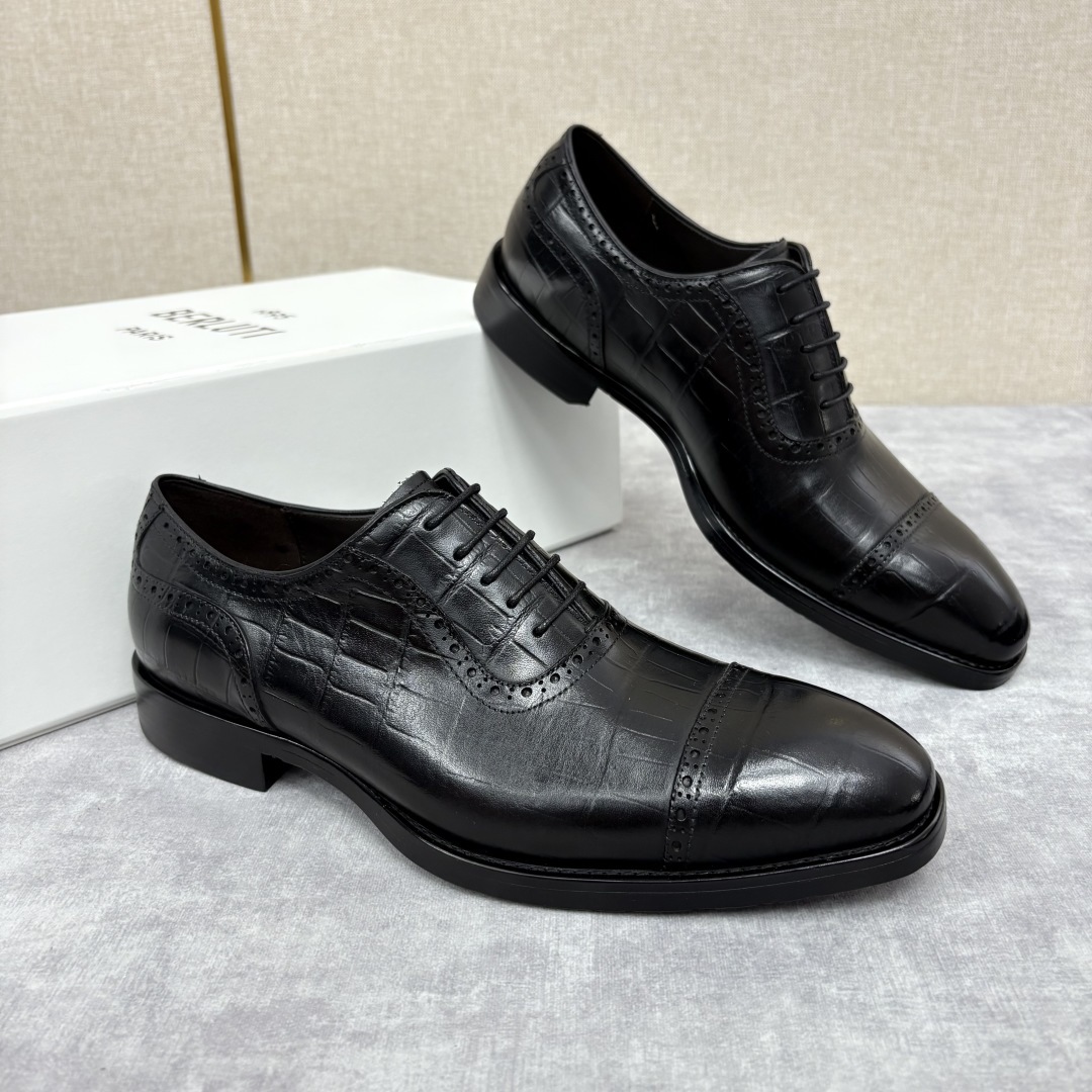 💋 💍 Burlut* 布鲁提 手工擦色牛皮牛津鞋 男 士正装鞋皮鞋👞 此款系带浅口鞋采用进口牛皮/