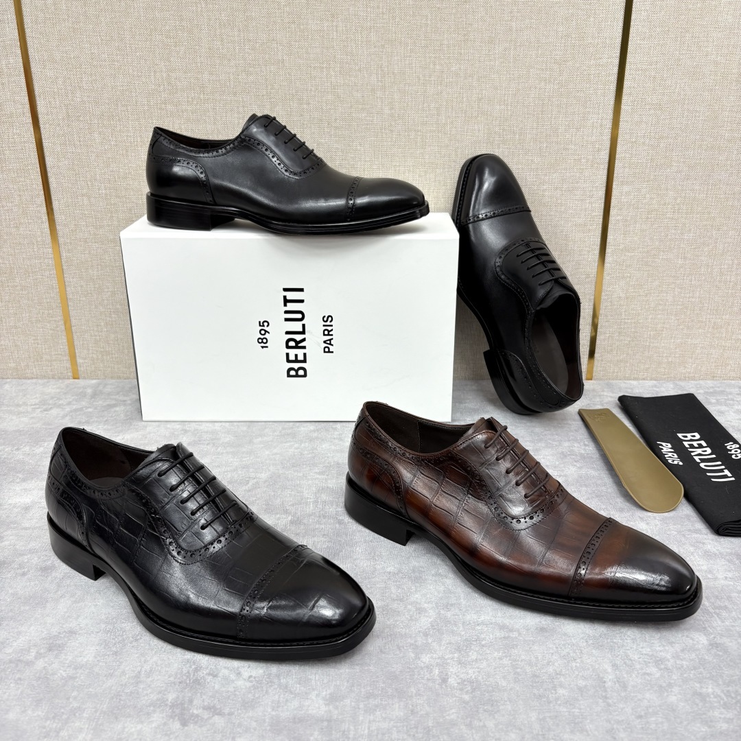 💋 💍 Burlut* 布鲁提 手工擦色牛皮牛津鞋 男 士正装鞋皮鞋👞 此款系带浅口鞋采用进口牛皮/
