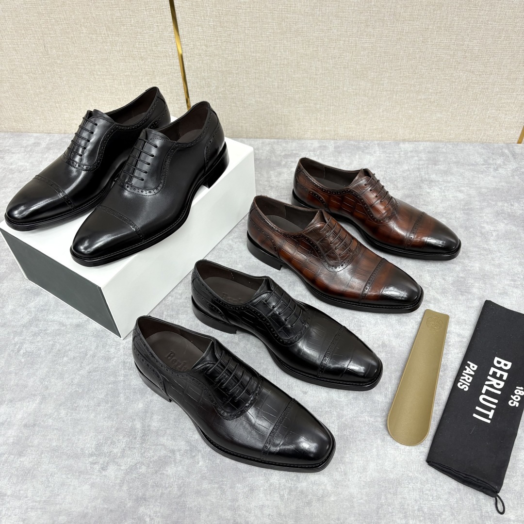 💋 💍 Burlut* 布鲁提 手工擦色牛皮牛津鞋 男 士正装鞋皮鞋👞 此款系带浅口鞋采用进口牛皮/