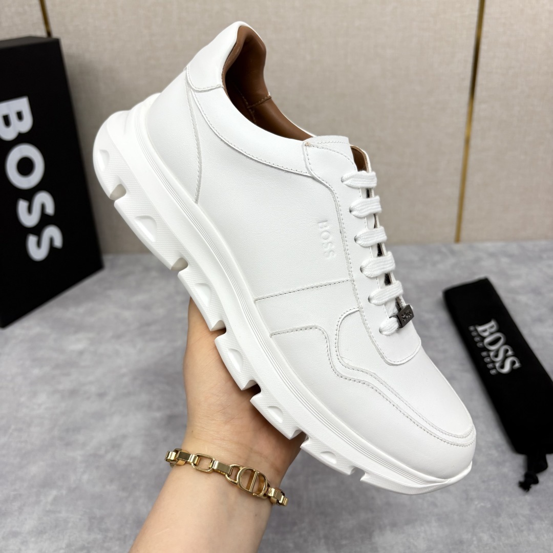 💋💍 HUGO BOSS LEATHER TRAINERS WITH RUBBER OUTSOLE 领