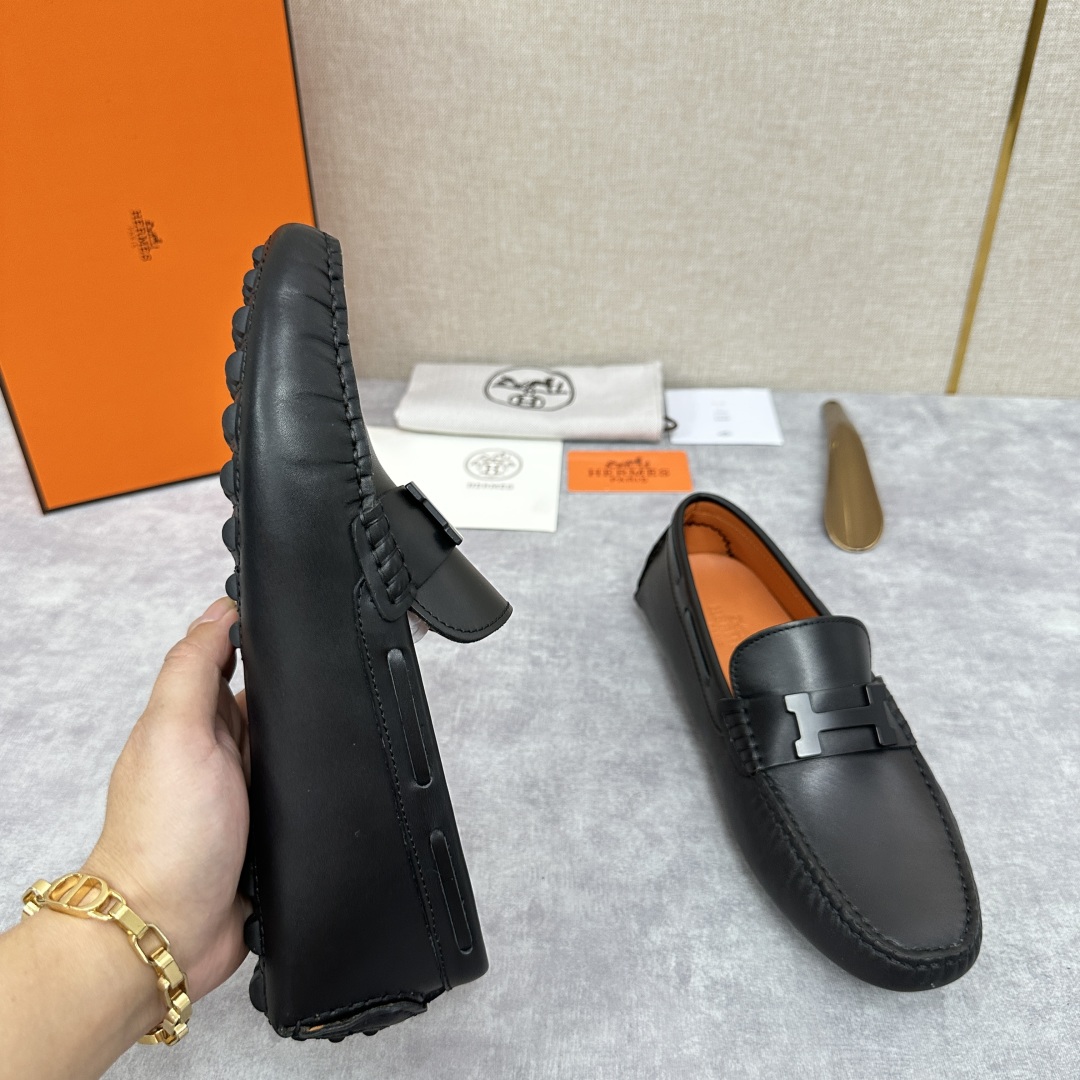 💋💍H家  爱马-仕 Herme*新品乐福鞋  一脚蹬豆豆鞋  此次选用进口翻毛皮/荔枝纹/手掌纹/平纹