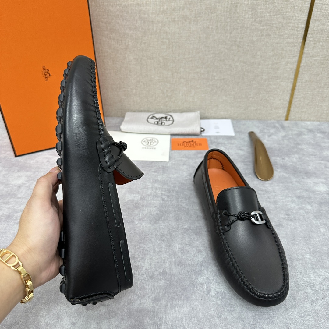 💋💍H家  爱马-仕 Herme*新品乐福鞋  一脚蹬豆豆鞋  此次选用进口荔枝纹/手掌纹/平纹小牛皮制