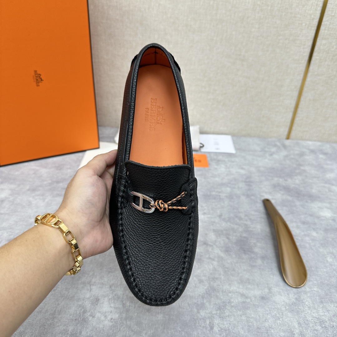 💋💍H家  爱马-仕 Herme*新品乐福鞋  一脚蹬豆豆鞋  此次选用进口荔枝纹/手掌纹/平纹小牛皮制