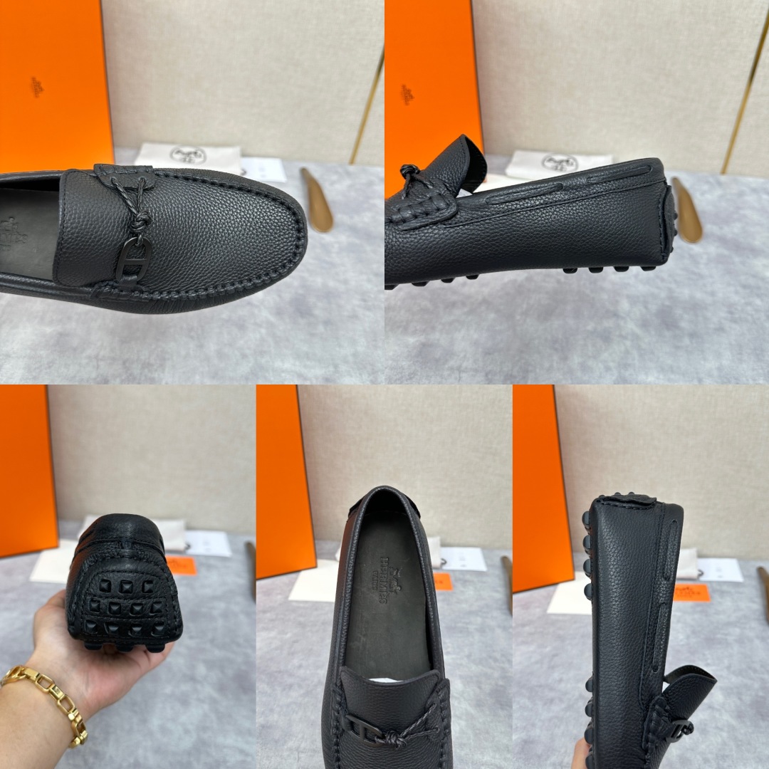 💋💍H家  爱马-仕 Herme*新品乐福鞋  一脚蹬豆豆鞋  此次选用进口荔枝纹/手掌纹/平纹小牛皮制
