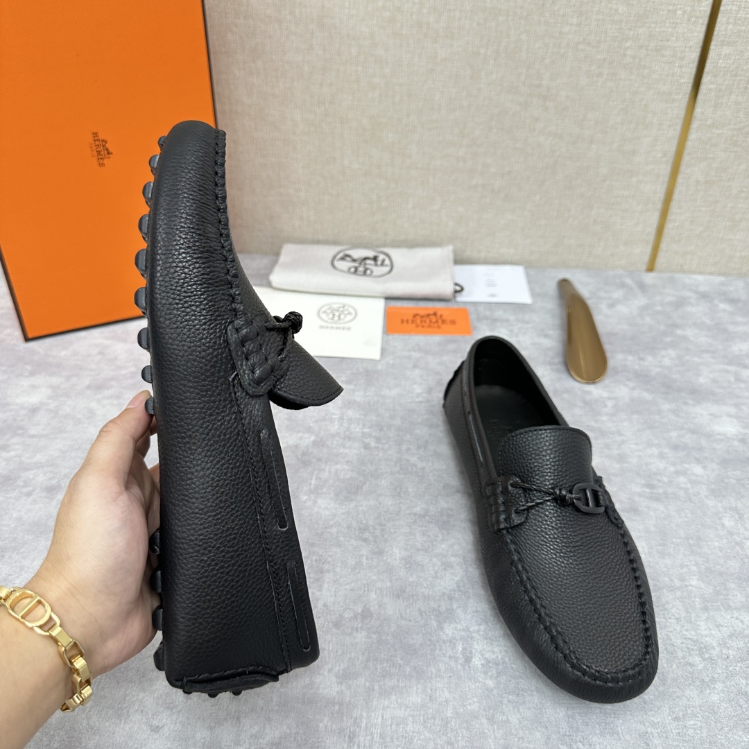 💋💍H家  爱马-仕 Herme*新品乐福鞋  一脚蹬豆豆鞋  此次选用进口荔枝纹/手掌纹/平纹小牛皮制