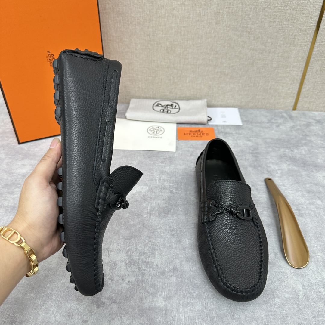 💋💍H家  爱马-仕 Herme*新品乐福鞋  一脚蹬豆豆鞋  此次选用进口荔枝纹/手掌纹/平纹小牛皮制