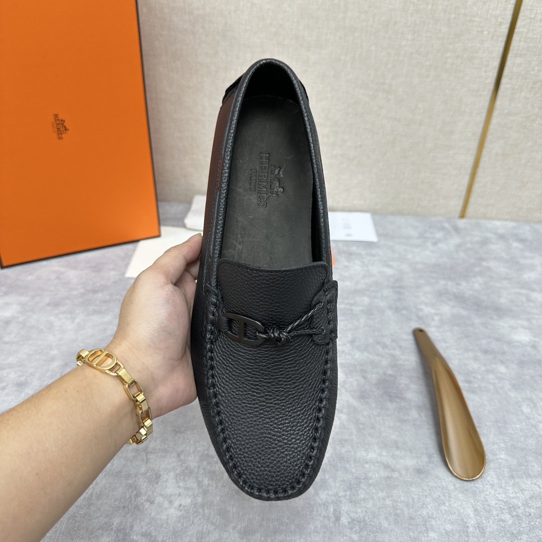 💋💍H家  爱马-仕 Herme*新品乐福鞋  一脚蹬豆豆鞋  此次选用进口荔枝纹/手掌纹/平纹小牛皮制