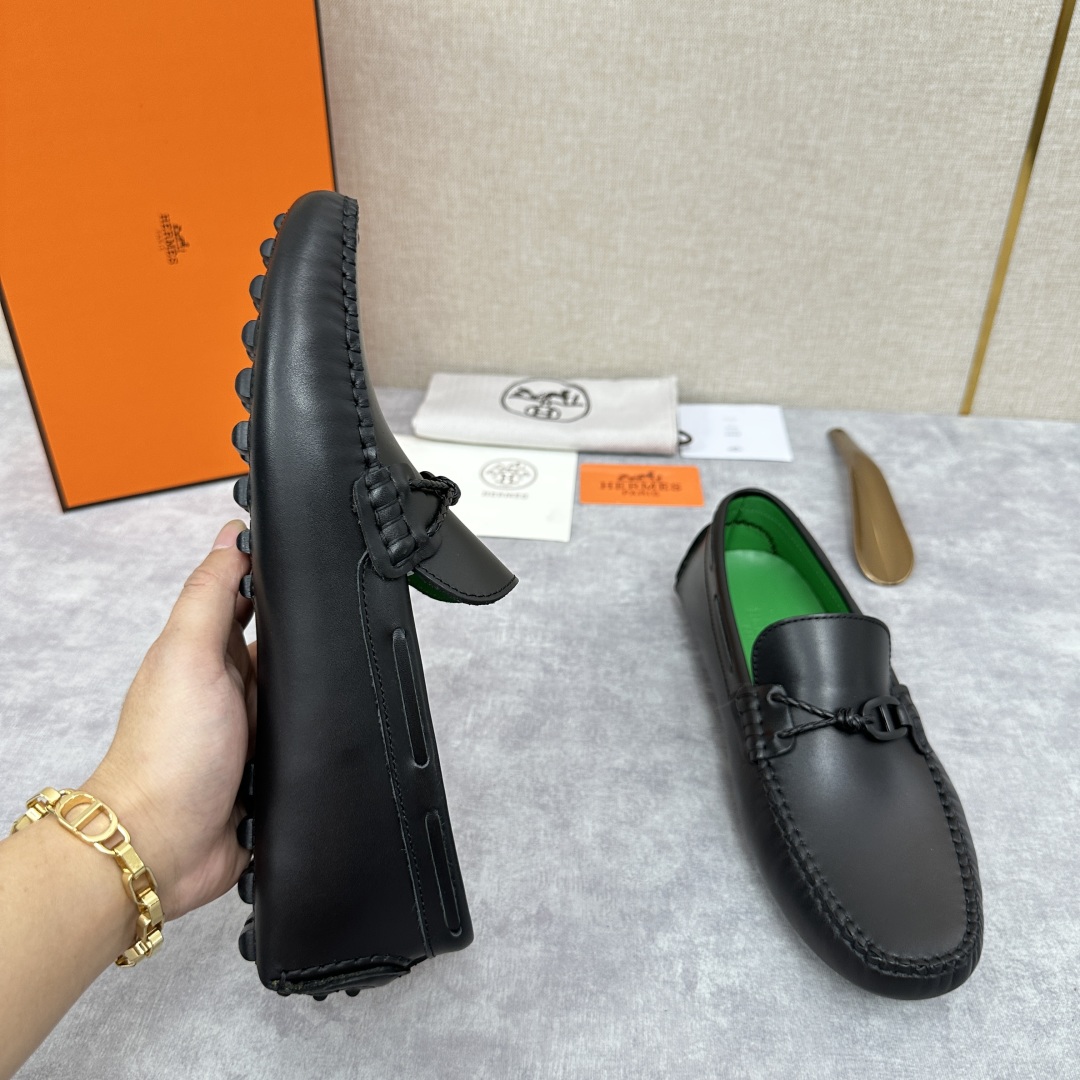 💋💍H家  爱马-仕 Herme*新品乐福鞋  一脚蹬豆豆鞋  此次选用进口荔枝纹/手掌纹/平纹小牛皮制