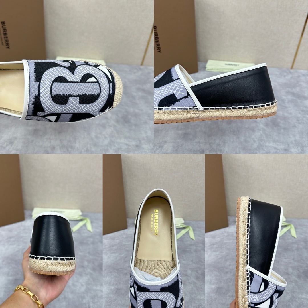 💋💍B家 渠道出口公司级订单 春夏季新品 草编渔夫鞋来袭 踏青春季必备鞋,鞋面采用原版棉质格纹帆布/彩印