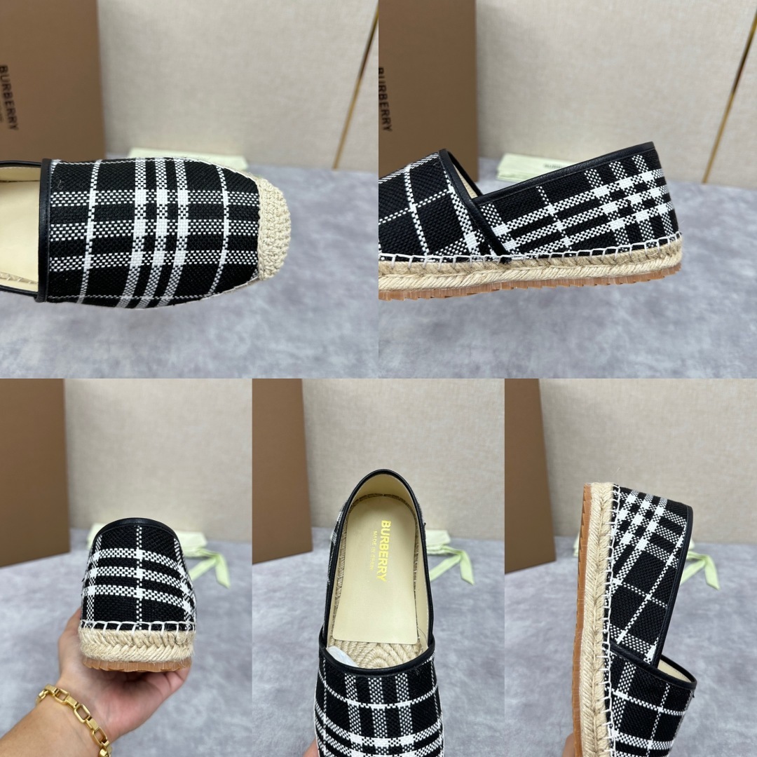 💋💍B家 渠道出口公司级订单 春夏季新品 草编渔夫鞋来袭 踏青春季必备鞋,鞋面采用原版棉质格纹帆布/彩印